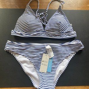 NWT Cupshe White Blue Striped Bikini Set or Sell Individually